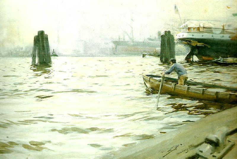 Anders Zorn ovan hamburgs hamn china oil painting image